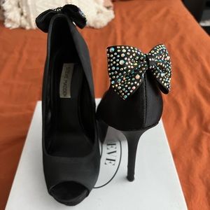 Steve Madden Black Bow Satin Stilettos
